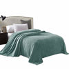 Picture of Exclusivo Mezcla Queen Size Flannel Fleece Velvet Plush Bed Blanket as Bedspread/Coverlet/Bed Cover (90" x 90", Celadon) - Soft, Lightweight, Warm and Cozy