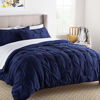 Picture of LINENSPA All- Season Hypoallergenic - Plush Microfiber Fill - Machine Washable Alternative Comforter, Full, Navy Pinch Pleat