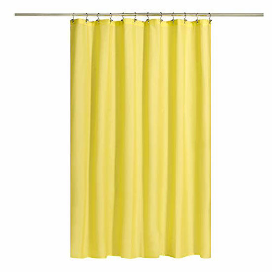 Picture of N&Y HOME Fabric Shower Curtain or Liner with Magnets - Hotel Quality, Machine Washable, Water Repellent - Yellow, 72x72