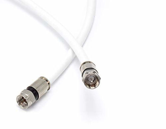 Picture of 10' Feet, White RG6 Coaxial Cable (Coax Cable) - Made in The USA - with Connectors, F81 / RF, Digital Coax - AV, Cable TV, Antenna, and Satellite, CL2 Rated, 10 Foot