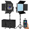 Picture of GVM RGB LED Video Lighting Kit with APP Control, 50W 360° Full Color Led Video Lights, Photography Lighting Video Light Kit with 8 Applicable Scenes, 2 Packs Led Panel Lights for Video Shooting