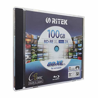 Picture of Ritek BD-RE XL Rewritable BDXL 100GB Triple Layers 2X White Inkjet Hub Printable Blank Disc