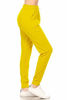 Picture of Leggings Depot JGA128-YELLOW-M Solid Jogger Track Pants w/Pockets, Medium