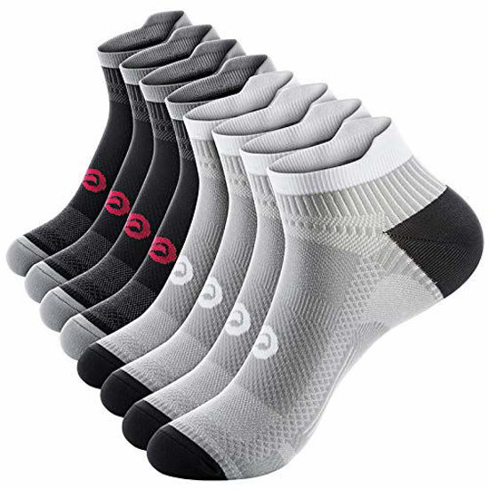 Picture of Low Cut Compression Socks for Men and Women (4 Pairs), No Show Ankle Compression Running Socks with Arch Support for Plantar Fasciitis, Cyling, Athletic, Flight, Travel, Nurses