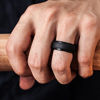 Picture of ThunderFit Silicone Rings for Men - 4 Rings Step Edge Rubber Wedding Bands 10mm Wide - 2.5mm Thick (4 Black Rings, 15.5-16 (24.5mm))