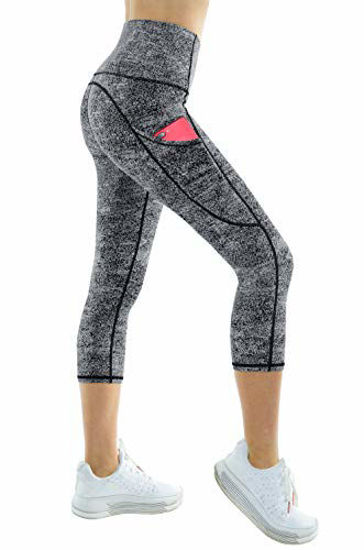 Womens Women's High Waist with Out Side Pocket Pockets Capri Cropped Yoga  Pants Tummy Control Workout Running 4 Way Stretch Sports Leggings White M :  : Clothing, Shoes & Accessories