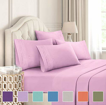 Picture of Queen Size Sheet Set - 6 Piece Set - Hotel Luxury Bed Sheets - Extra Soft - Deep Pockets - Easy Fit - Breathable & Cooling Sheets - Wrinkle Free - Comfy - Light Pink Bed Sheets - Queens Sheets - 6 PC