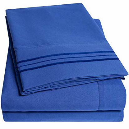 Picture of 1500 Thread Count 3pc Bed Sheet Set Egyptian Quality Deep Pocket - Twin, Royal Blue