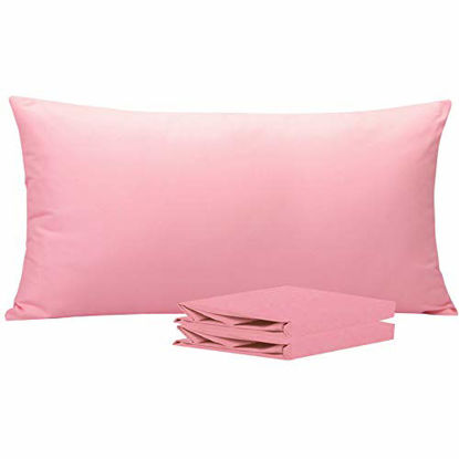 Picture of NTBAY King Pillowcases Set of 2, 100% Brushed Microfiber, Soft and Cozy, Wrinkle, Fade, Stain Resistant with Envelope Closure, 20 x 40 Inches, Pink