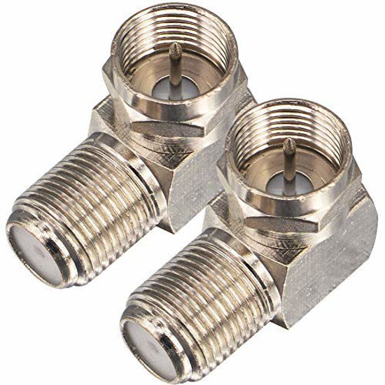 Picture of Coaxial Cable Right Angle Connector F Type Female to Male Adapter Right Angle Coax Connector F Male to Female Coaxial RG6 Adapter for Coax Cable and Wall Plates Coax 90 Degree Pack of 2