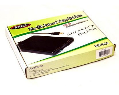 Picture of BYTECC BT-144 Slim Black USB External Floppy Disk Drive, Plug & Play, USB Powered