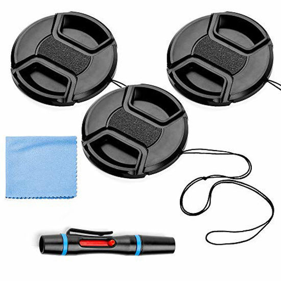 Picture of 37mm Lens Cap Bundle, 3 Pack Universal Snap on Front Centre Pinch Lens Cover Set with Microfiber Lens Cleaning Cloth for Canon Nikon Sony Olympus DSLR Camera + Camera Lens Cleaning Pen