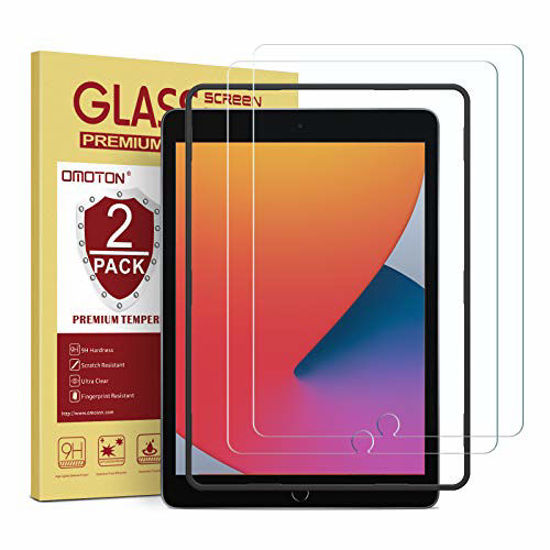 Picture of [2 Pack] OMOTON Tempered Glass Screen Protector Compatible with iPad 8th Generation (10.2 Inch), Apple Pencil Compatible/Bubble Free/9H Hardness