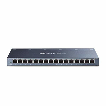 Picture of TP-Link 16 Port Gigabit Ethernet Network Switch, Desktop/ Wall-Mount, Fanless, Sturdy Metal w/ Shielded Ports, Traffic Optimization, Unmanaged, Limited Lifetime Protection (TL-SG116) Black