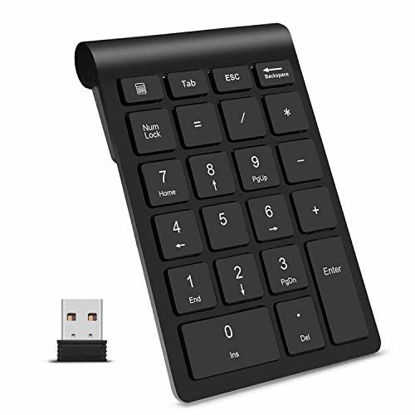Picture of [Upgraded] Wireless Number Pad, Numeric Keypad - Acedada 22 Keys Portable 2.4GHz Financial Accounting Number Keyboard Extensions 10 Key for Laptop, PC, Desktop, Surface Pro, Notebook, etc - Black