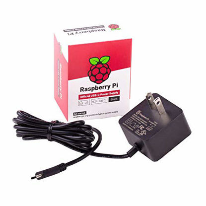Picture of Raspberry Pi 4 Model B Official PSU, USB-C, 5.1V, 3A, US Plug, Black SC0218 Pi Accessory (KSA-15E-051300HU)