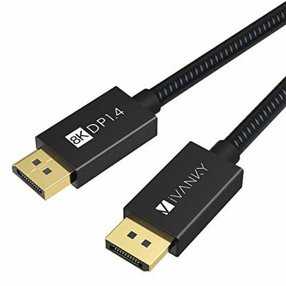 Picture of iVANKY 8K DisplayPort 1.4 Cable 3.3ft, Nylon Braided 8K DP to DP Cable (8K@60Hz, 4K@144Hz and 1080P@240Hz), HBR3, 32.4Gbps, HDCP 2.2, HDR Support - Black