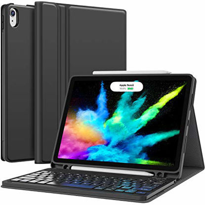 Picture of iPad Air 4th Generation Case with Keyboard, iPad Pro 11 Keyboard Case 2018 - Detachable Wireless Keyboard - Pencil Holder - Flip Stand Cover for iPad Pro 11 1st Gen/iPad Air 4 10.9 Inch 2020, Black