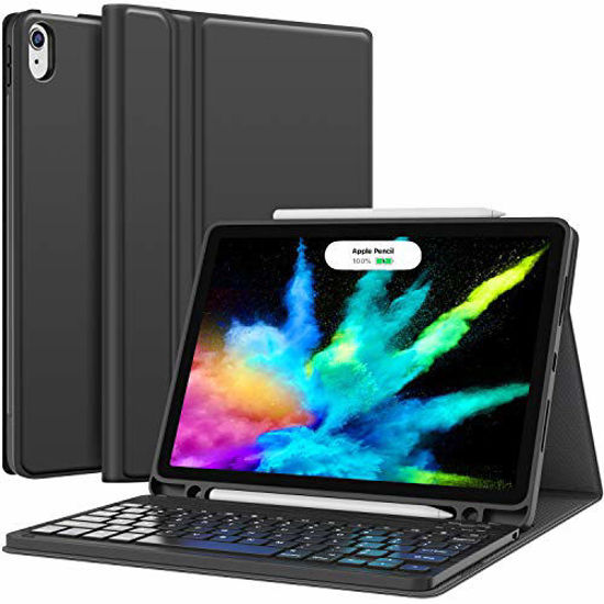 Picture of iPad Air 4th Generation Case with Keyboard, iPad Pro 11 Keyboard Case 2018 - Detachable Wireless Keyboard - Pencil Holder - Flip Stand Cover for iPad Pro 11 1st Gen/iPad Air 4 10.9 Inch 2020, Black