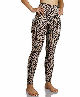 Picture of ODODOS Women's Out Pockets High Waisted Pattern Yoga Leggings, Workout Sports Running Athletic Pattern Leggings, Full-Length, Leopard, X-Large