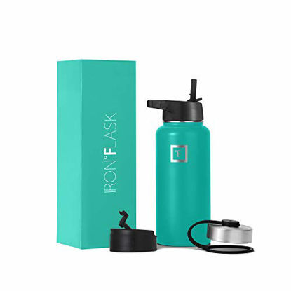 Picture of Iron Flask Sports Water Bottle - 32 Oz, 3 Lids (Straw Lid),Vacuum Insulated Stainless Steel, Modern Double Walled, Simple Thermo Mug, Hydro Metal Canteen