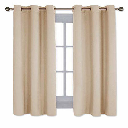 Picture of NICETOWN Thermal Insulated Grommet Room Darkening Curtains/Draperies/Panels for Bedroom (2 Panels, W42 x L63 inches, Biscotti Beige)