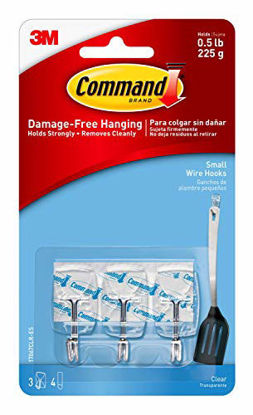 Picture of Command Wire Hooks, Small, Clear, 3-Hook, 6-Pack (18 Hooks Total)