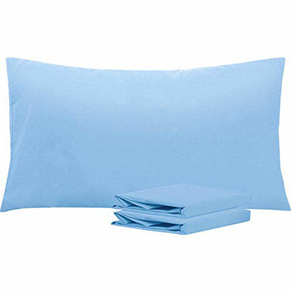 Picture of NTBAY King Pillowcases Set of 2, 100% Brushed Microfiber, Soft and Cozy, Wrinkle, Fade, Stain Resistant with Envelope Closure, 20"x 36", Sky Blue