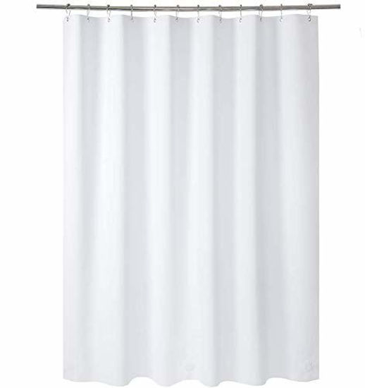 Picture of Plastic Shower Curtain, 72 x 96 Inches White EVA 8G Shower Curtain with Heavy Duty Clear Stones and Rustproof Grommet Holes, Waterproof Thick Plastic Bathroom Shower Curtains