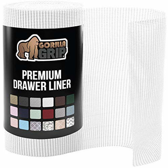 Drawer and Shelf Liner, Non Adhesive Roll, 20 Inch x 10 FT, Durable and  Strong, Grip Liners for Drawers, Shelves, Cabinets, Storage, Kitchen and  Desks, White 