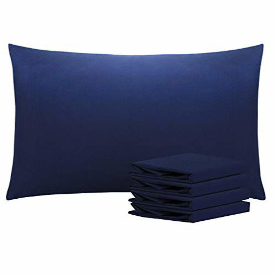 Picture of NTBAY Queen Pillowcases Set of 4, 100% Brushed Microfiber, Soft and Cozy, Wrinkle, Fade, Stain Resistant with Envelope Closure, 20"x 30", Navy