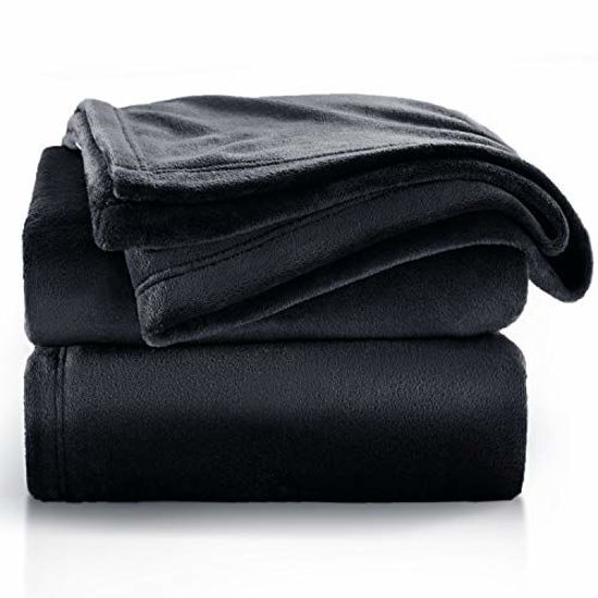 Picture of Bedsure Fleece Blanket Twin Size Black Lightweight Super Soft Cozy Luxury Bed Blanket Microfiber