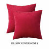 Picture of MIULEE Pack of 2 Velvet Pillow Covers Decorative Square Pillowcase Soft Solid Cushion Case for Decor Sofa Bedroom Car 16 x 16 Inch Red