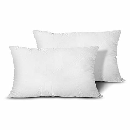 Picture of EDOW Throw Pillow Inserts, Set of 2 Lightweight Down Alternative Polyester Pillow, Couch Cushion, Sham Stuffer, Machine Washable. (White, 12x20)