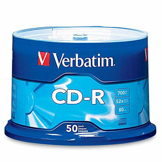 Picture of Verbatim CD-R 700MB 80 Minute 52x Recordable Disc for Data and Music - 50 Pack Spindle, Silver