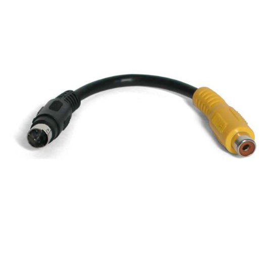 Picture of StarTech.com 6 in. S Video to Composite Video Adapter Cable - S-Video to Composite Video - Low Profile - 4 Pin S Video to RCA (SVID2COMP) Black