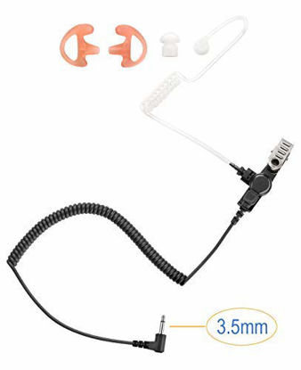 Picture of Listen Only Acoustic Tube Earpiece for Speaker Mic or Radio Carried Near Shoulder or Chest, 3.5mm Connector, Cable Length 10 inch, Coil Cord 6 inch, Reinforced Cable, Clear Sound Transmission