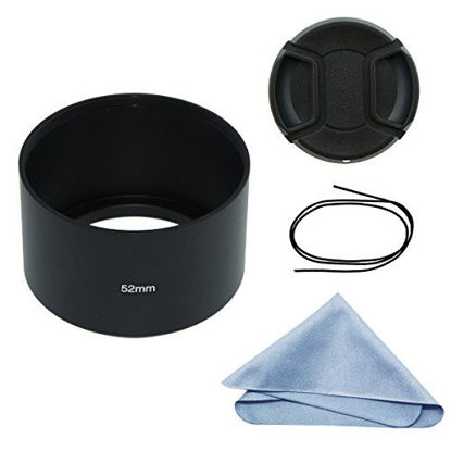 Picture of SIOTI Camera Long Focus Metal Lens Hood with Cleaning Cloth and Lens Cap Compatible with Leica/Fuji/Nikon/Canon/Samsung Standard Thread Lens