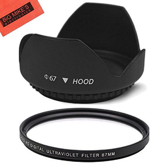 Picture of 67mm Digital Tulip Flower Lens Hood and 67mm UV Filter for Nikon CoolPix P900, P950 Digital Camera