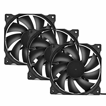 Picture of uphere 3-Pack Long Life Computer Case Fan 120mm Cooling Case Fan for Computer Cases Cooling,12BK3-3