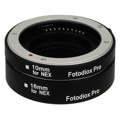 Picture of Fotodiox Pro Automatic Macro Extension Tube Kit for Sony E-Mount (NEX) Mirrorless Camera System with Auto Focus (AF) and TTL auto Exposure for Extreme Close-up (10mm, 16mm)
