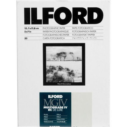 Picture of Ilford 1168309 Multigrade IV RC Deluxe Resin Coated VC Variable Contrast Black & White Enlarging Paper - 5x7 25 Sheets - Pearl Surface