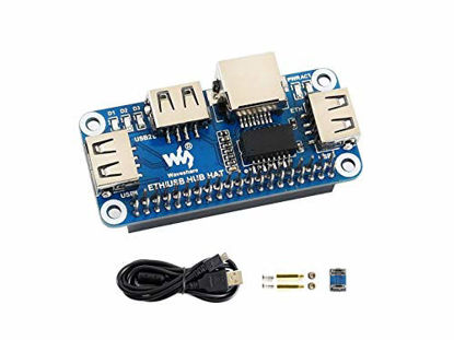 Picture of Ethernet/USB HUB HAT Expansion Board for Raspberry Pi 4 B/3 B+/3 B/2 B/Zero/Zero W/Zero WH, with 1 RJ45 10/100M Ethernet Port, 3 USB Ports Compatible with USB2.0/1.1