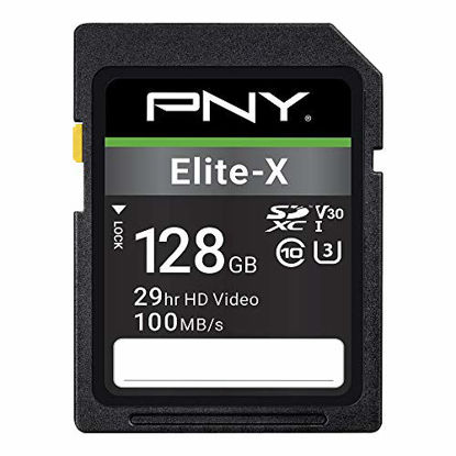 Picture of PNY 128GB Elite-X Class 10 U3 V30 SDXC Flash Memory Card