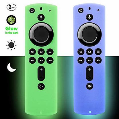 Picture of [2 Pack] Firestick Remote Cover Case (Glow in the Dark) Compatible with Fire TV Stick 4K Alexa Voice Remote Control (Green & Sky Blue)