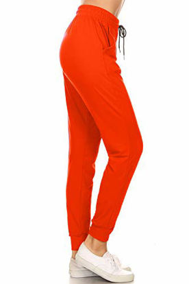 Picture of Leggings Depot JGA128-ORANGE-L Solid Jogger Track Pants w/Pockets, Large