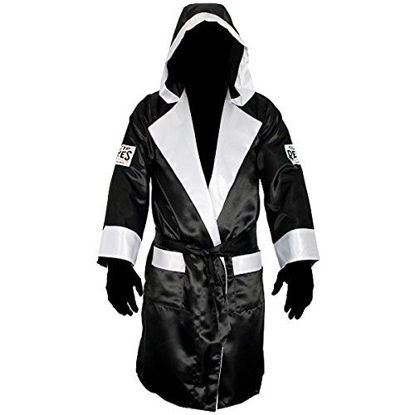 Picture of Cleto Reyes Satin Boxing Robe with Hood - Small - Black/White