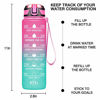 Picture of Fidus 32oz Leakproof Tritran BPA Free Water Bottle with Motivational Time Marker & Straw to Ensure You Drink Enough Water Daily for Fitness, Gym and Outdoor Sports-Light Pink/Green Gradient