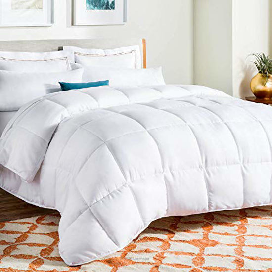 Picture of Linenspa All-Season White Down Alternative Quilted Comforter - Corner Duvet Tabs - Hypoallergenic - Plush Microfiber Fill - Machine Washable - Duvet Insert or Stand-Alone Comforter - Twin