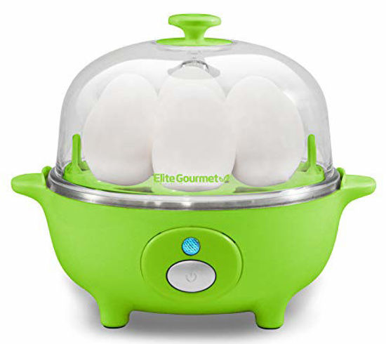Picture of Elite Cuisine EGC-007G Easy Electric Egg Poacher, Omelet & Soft, Medium, Hard-Boiled Egg Cooker with Auto-Shut off and Buzzer, 7 Egg Capacity, Green